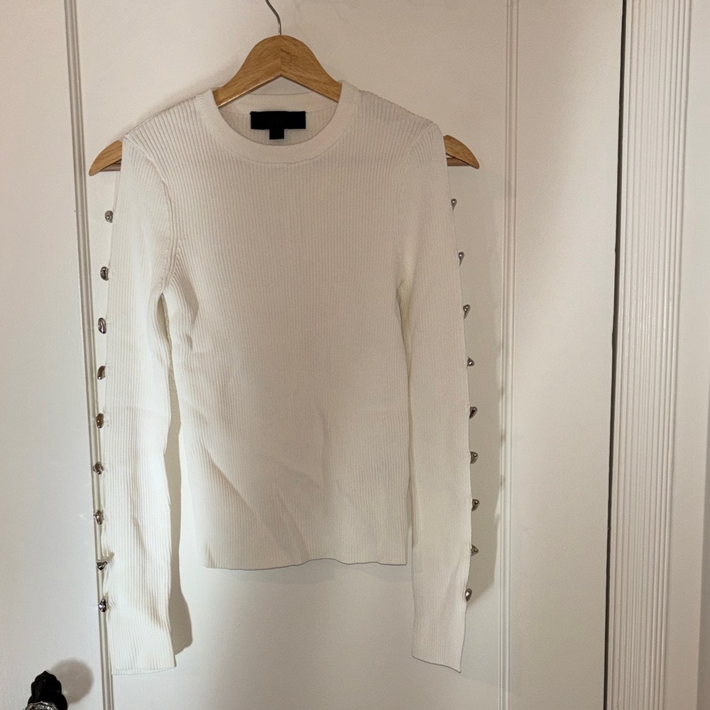 Zara Ribbed Long Sleeve Top with Side Buttons